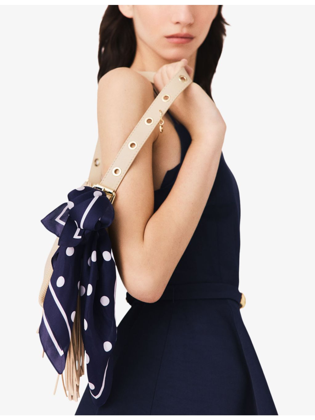 Maje polka-dot silk bandana scarf 58cm square (British brand)