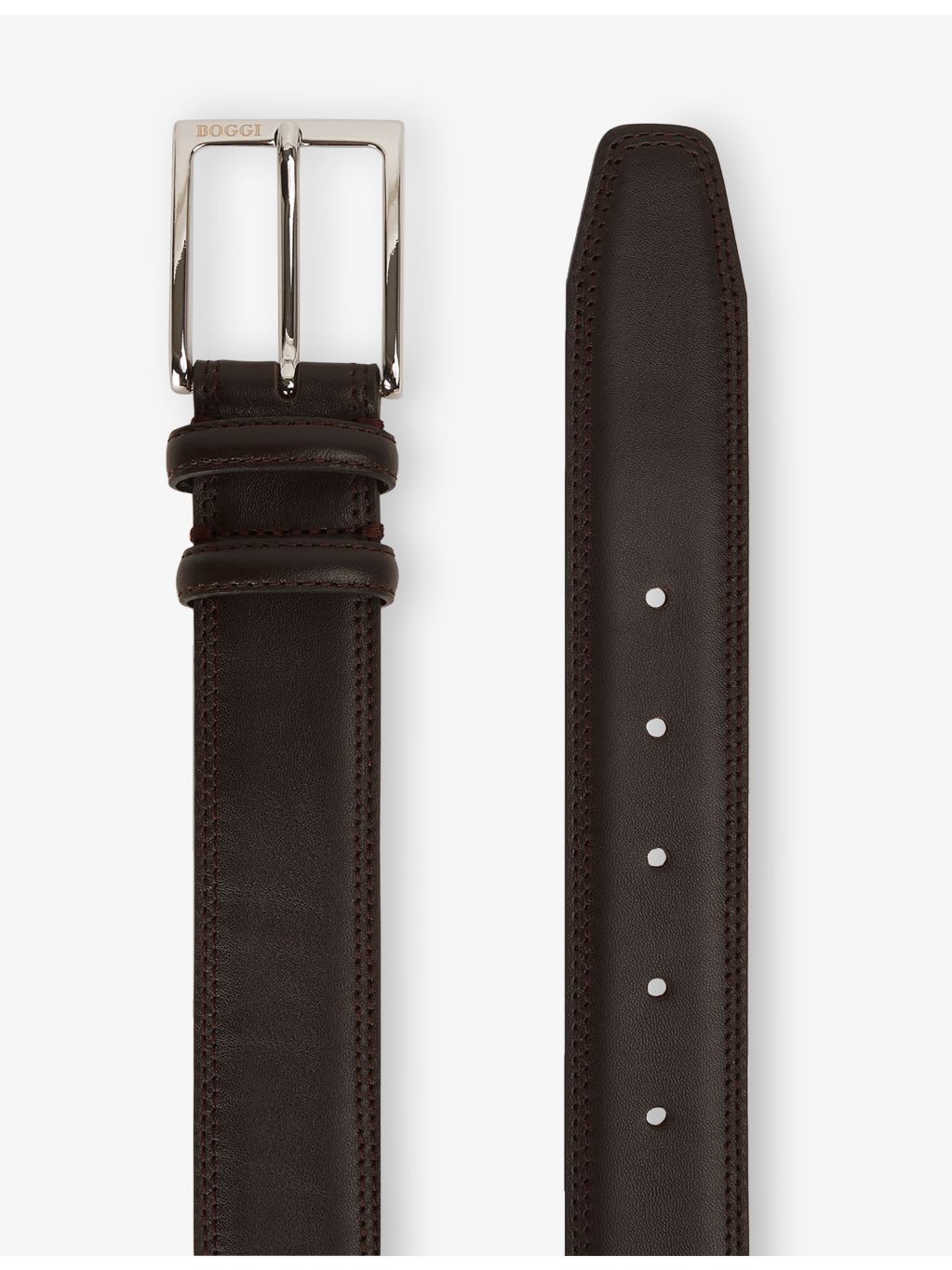 Boggi Milano leather belt with branded buckle, UK version