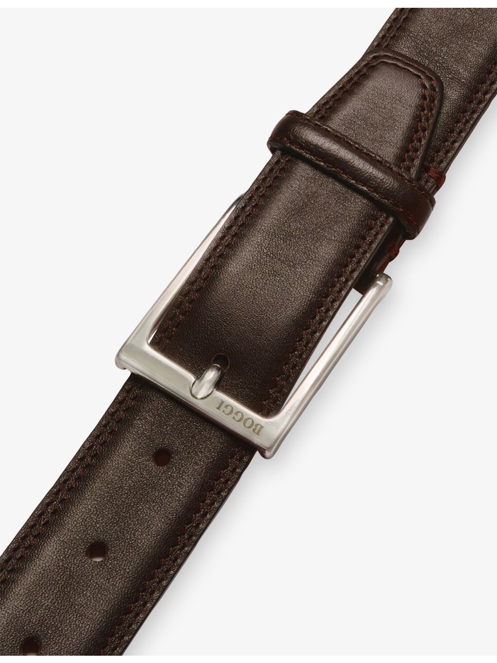 Boggi Milano leather belt with branded buckle, UK version