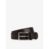 Branded-Buckle Leather Belt - 30