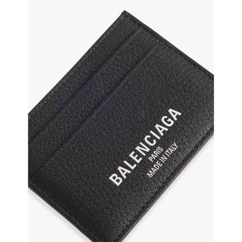 Balenciaga logo-print leather card holder, UK version