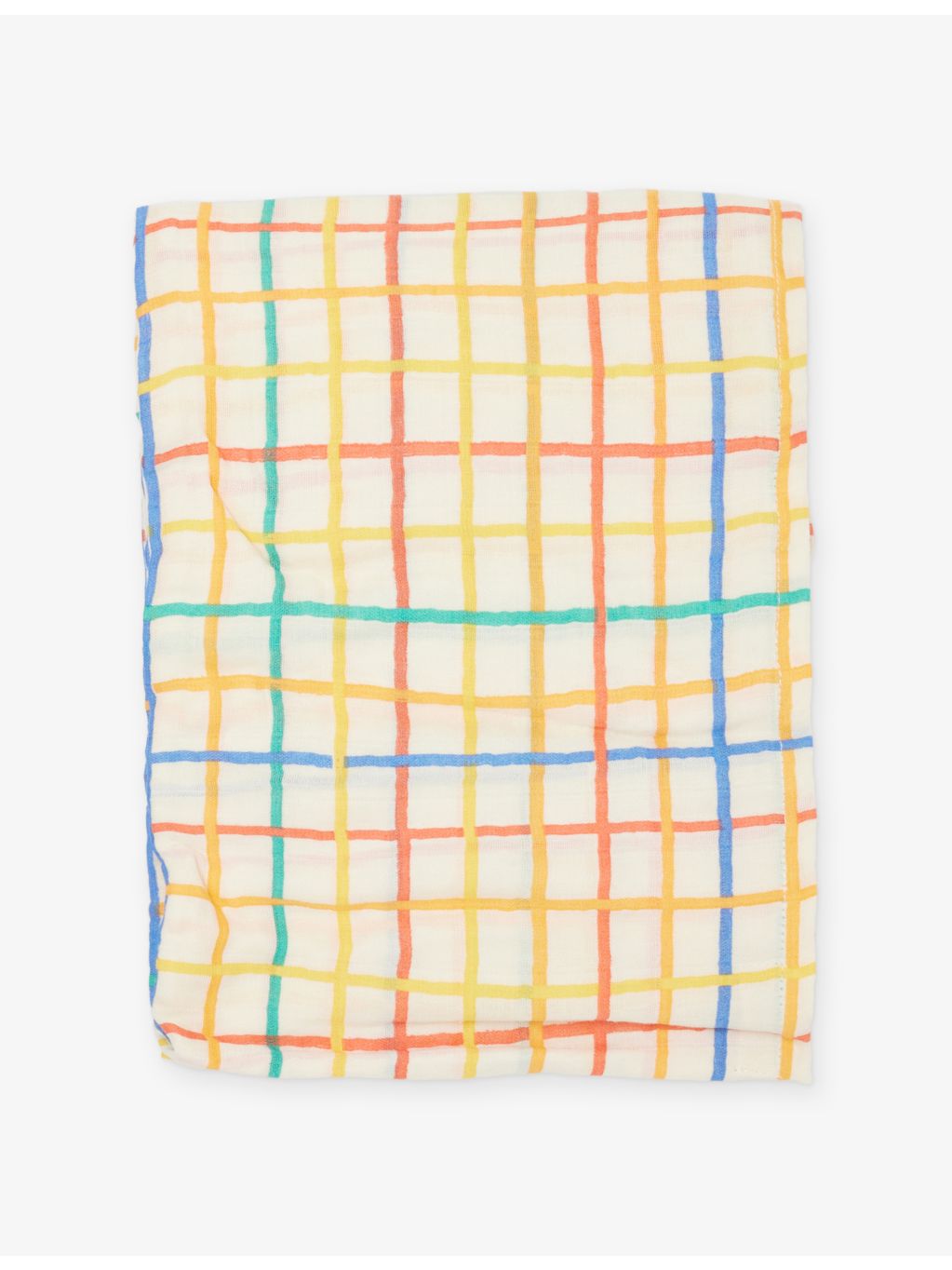 Bonniemob rainbow check large muslin swaddle, imported from the UK