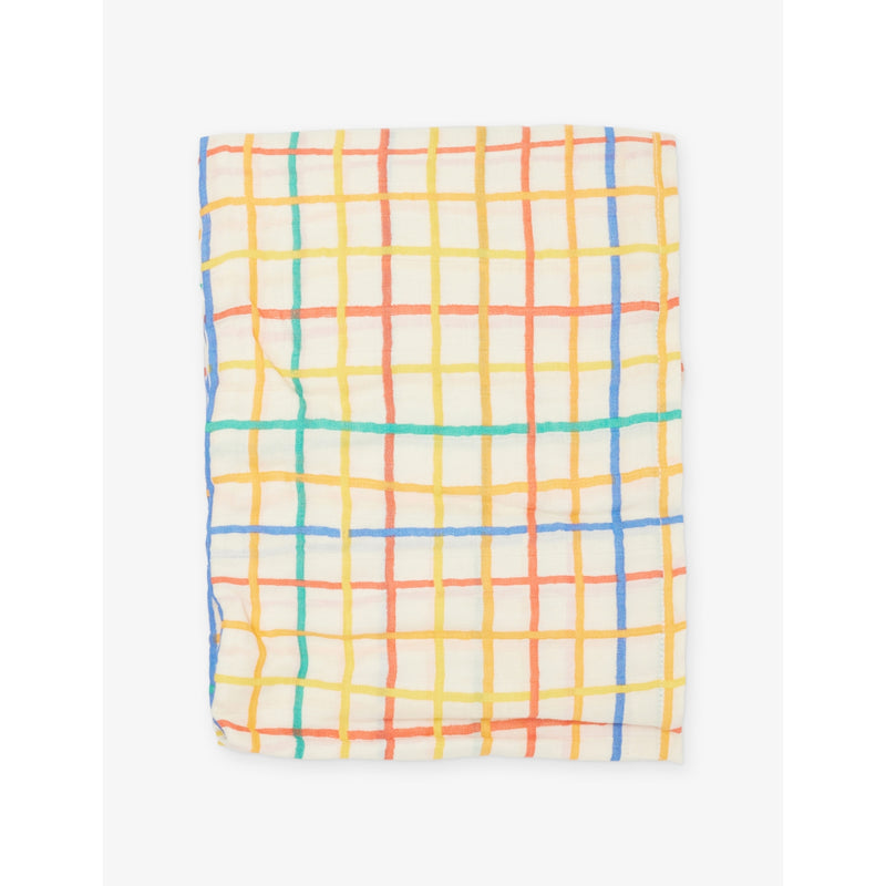 Bonniemob rainbow check large muslin swaddle, imported from the UK