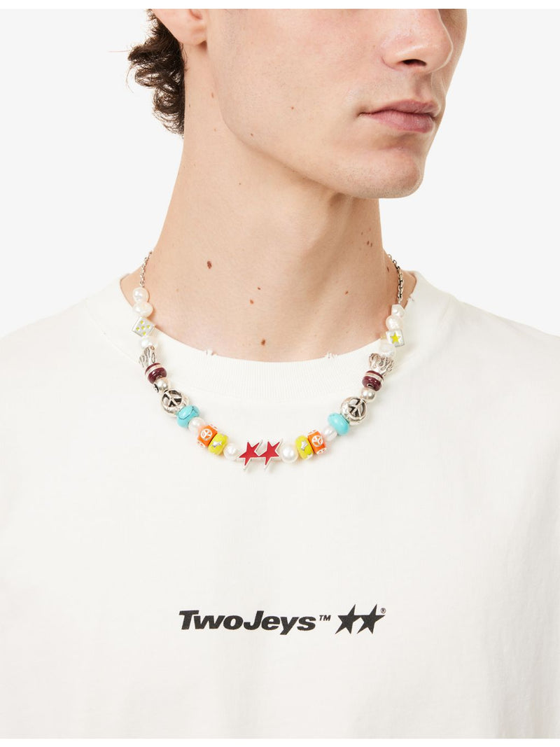 TwoJeys beaded sterling silver-plated brass necklace 48-52cm (British brand)