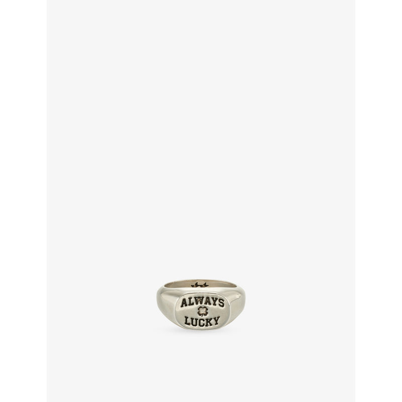 Always Lucky Sterling-Silver Plated Brass Signet Ring - N