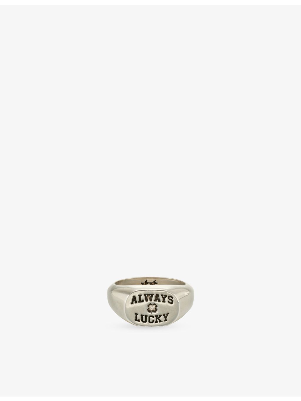 Twojeys Always Lucky sterling-silver plated brass signet ring (British brand)