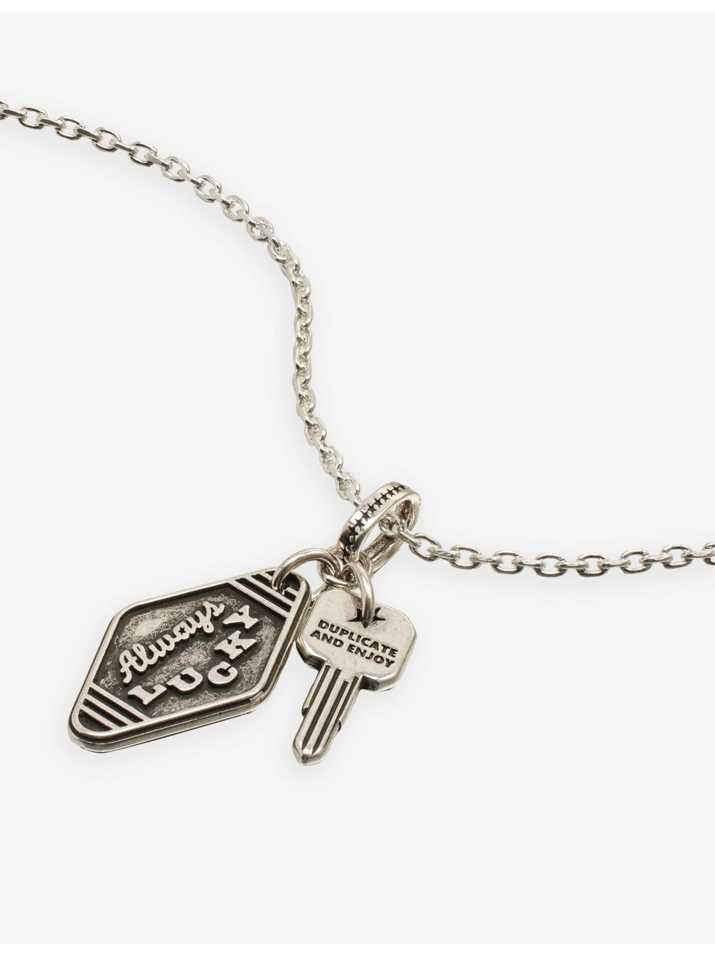 Motel silver-plated brass necklace multi-pendant, imported from the UK