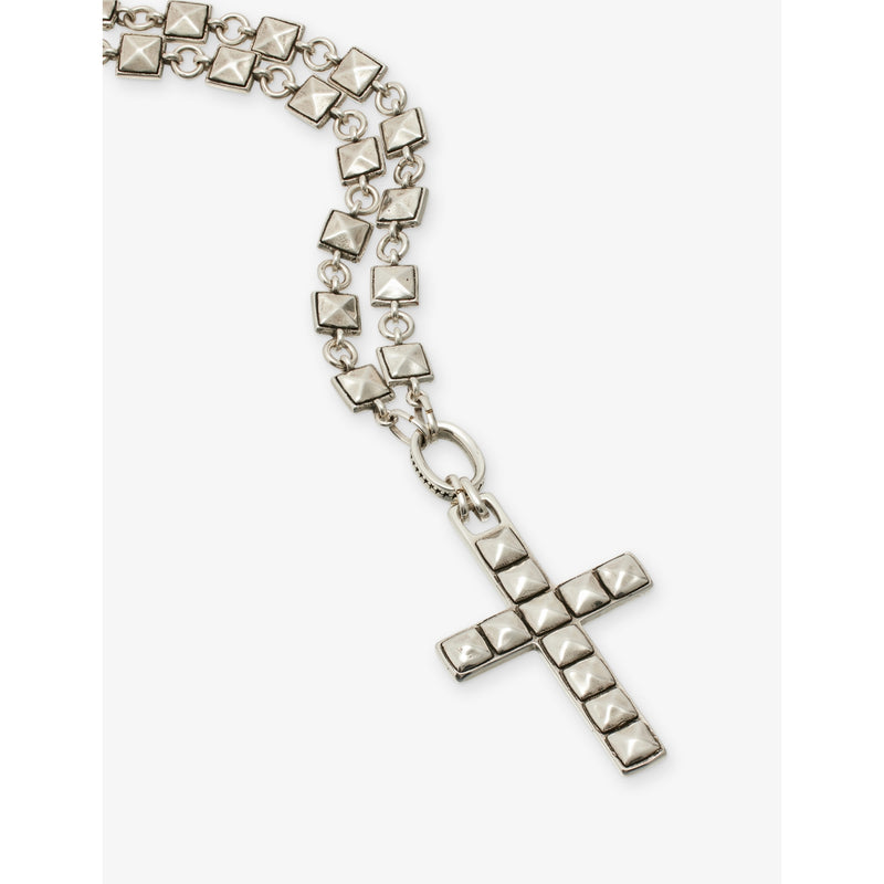 Twojeys studded cross necklace with silver-plated oxidised finish, imported from the UK