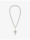Twojeys studded cross necklace with silver-plated oxidised finish, imported from the UK