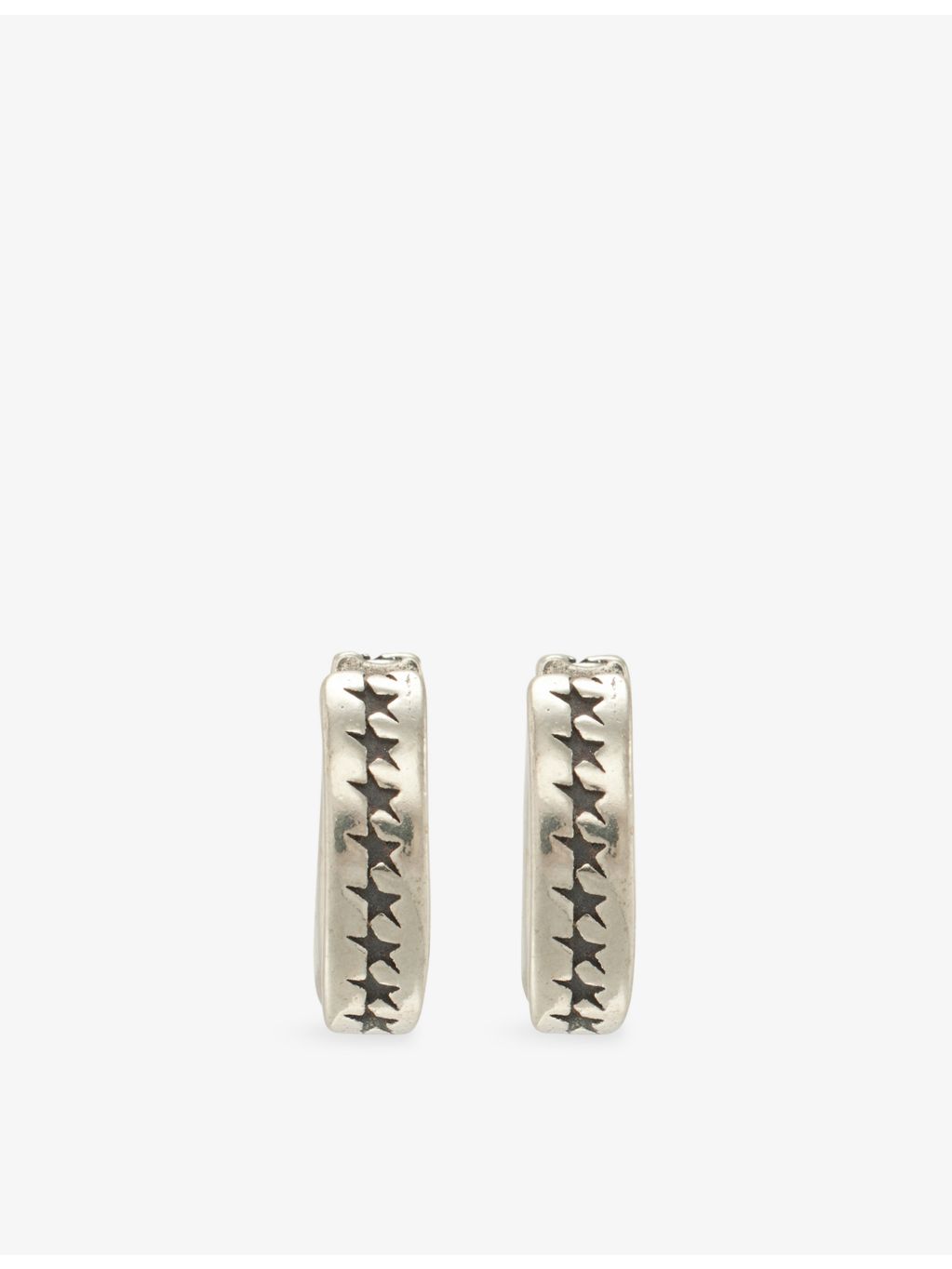 Twojeys 925 sterling silver hoop earrings with oxidised star pattern, UK version