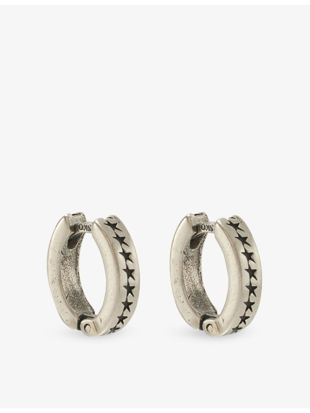 Twojeys 925 sterling silver hoop earrings with oxidised star pattern, UK version