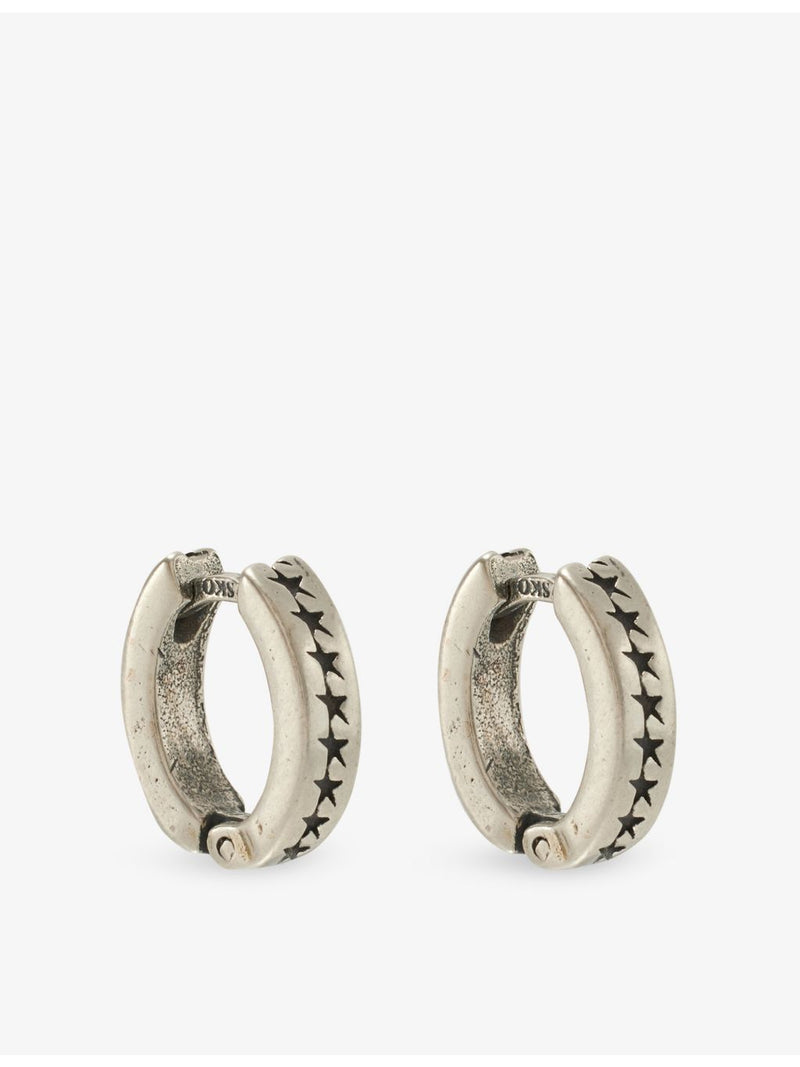 Twojeys 925 sterling silver hoop earrings with oxidised star pattern, UK version