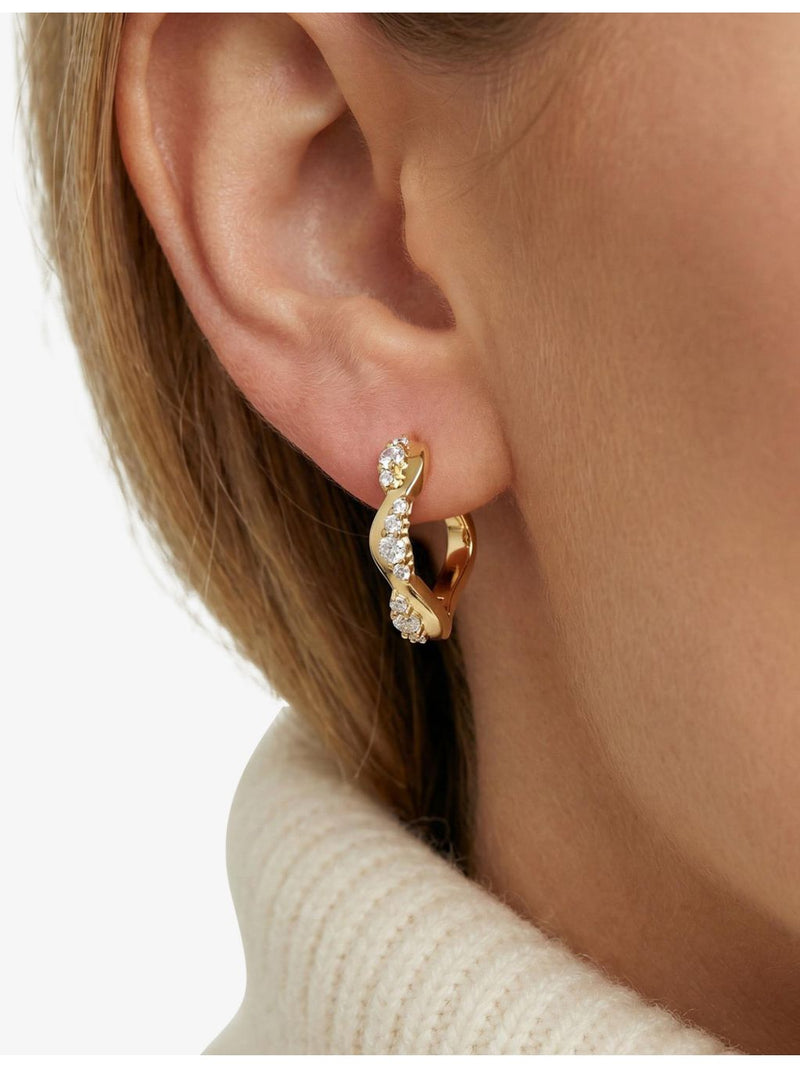 Sif Jakobs gold-plated hoop earrings with cubic zirconia, imported from the UK
