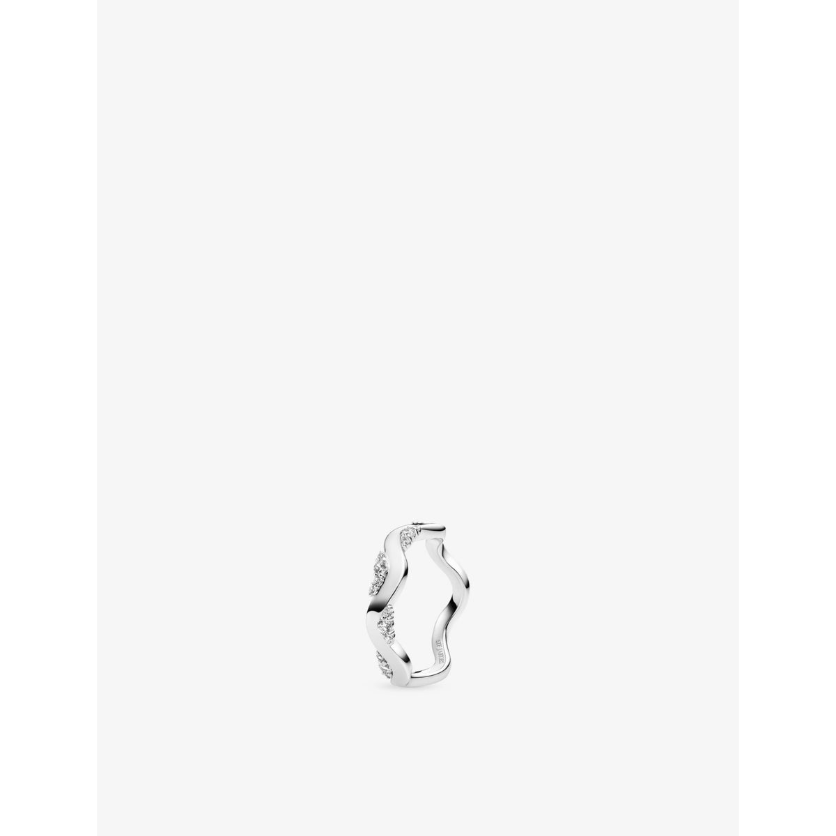 Ellera Waves Altro Rhodium-Plated 925 Sterling-Silver and Cubic-Zirconia Ring - K