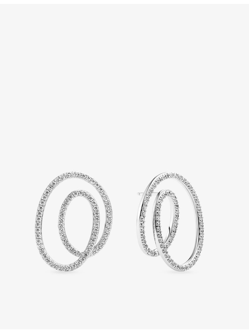 Sif Jakobs rhodium-plated sterling silver cubic zirconia stud earrings (British brand)
