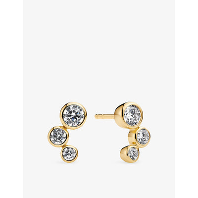 selfridges Sif Jakobs Sardinien Tre 18ct Yellow Gold-Plated Sterling Silver Cubic Zirconia Stud Earrings- Buy online at McGrocer