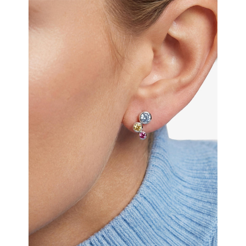 Sif Jakobs cubic zirconia stud earrings in rhodium-plated sterling silver, UK version