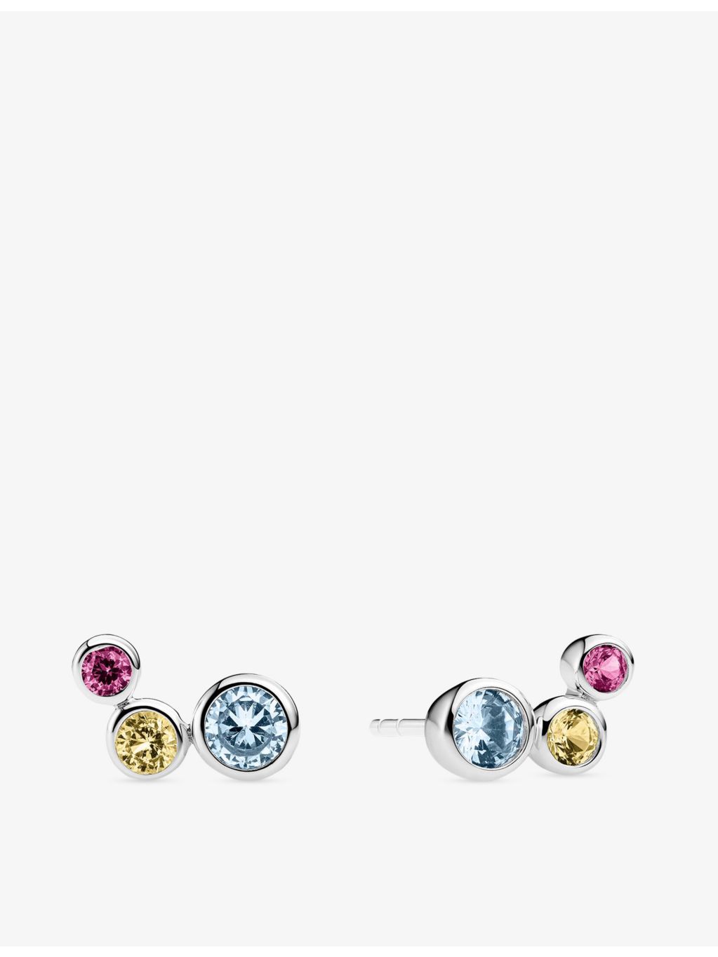Sif Jakobs cubic zirconia stud earrings in rhodium-plated sterling silver, UK version