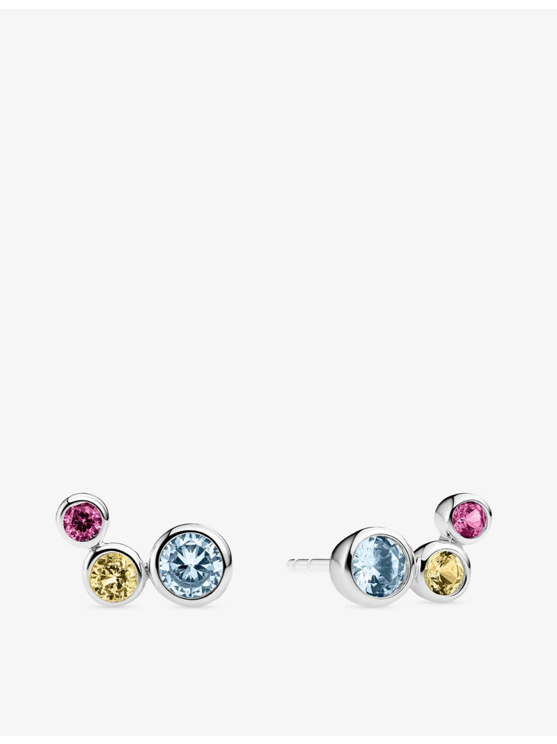 Sif Jakobs cubic zirconia stud earrings in rhodium-plated sterling silver, UK version
