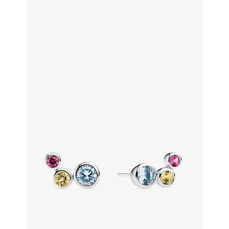 Sif Jakobs cubic zirconia stud earrings in rhodium-plated sterling silver, UK version