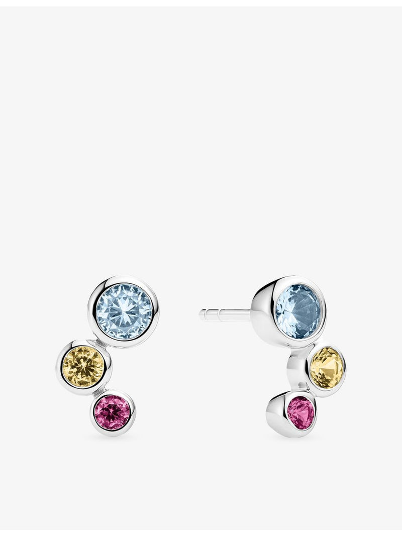 Sif Jakobs cubic zirconia stud earrings in rhodium-plated sterling silver, UK version