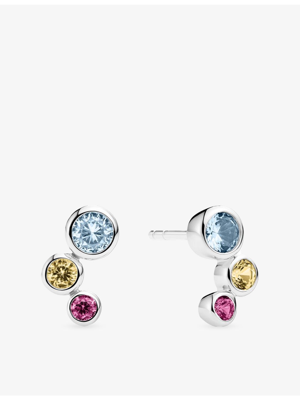 Sif Jakobs cubic zirconia stud earrings in rhodium-plated sterling silver, UK version