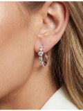 Sif Jakobs rhodium-plated silver hoop earrings with cubic zirconia, 2.3cm (British brand)