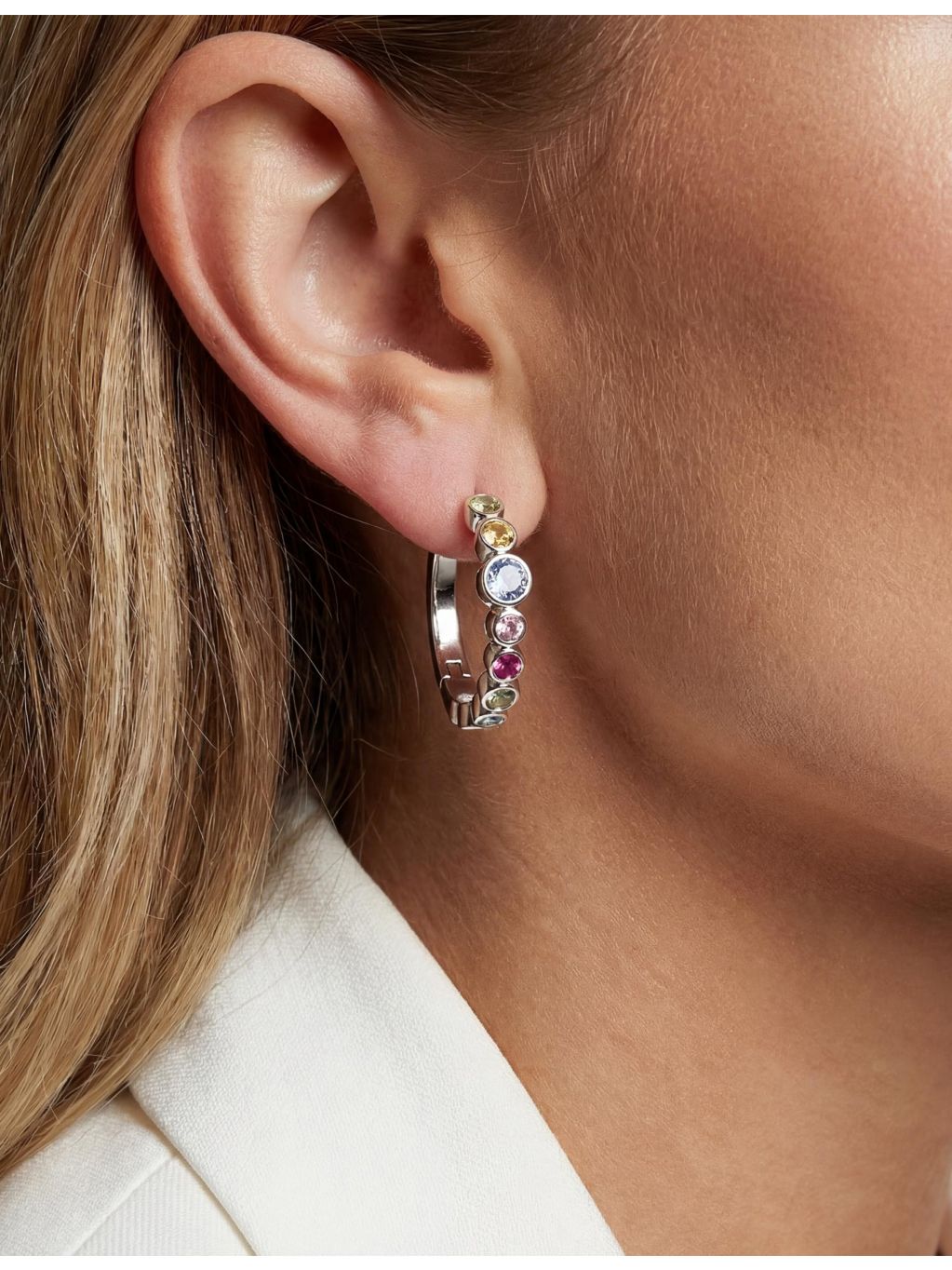 Sif Jakobs rhodium-plated sterling silver hoop earrings (British brand)