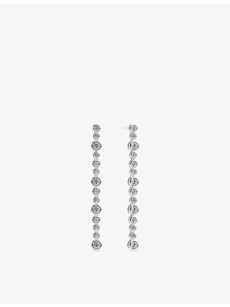 Sif Jakobs rhodium-plated cubic zirconia drop earrings 6cm, imported from the UK