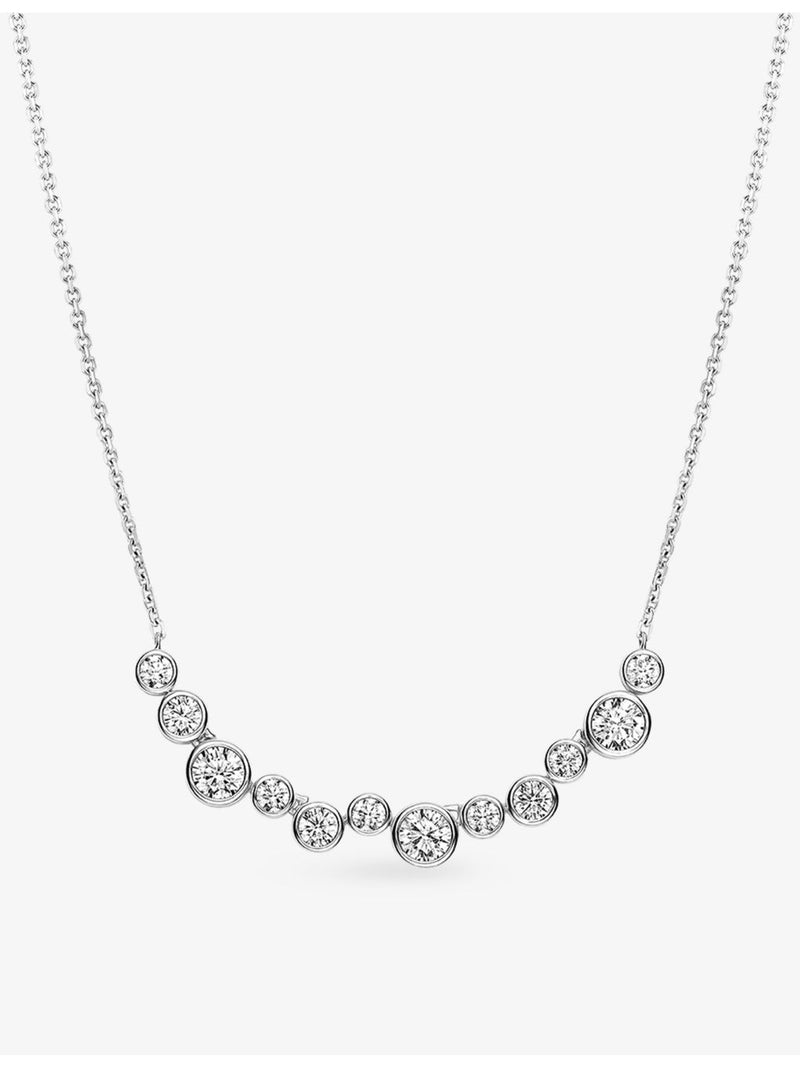 Sif Jakobs Sardinien rhodium-plated sterling silver necklace with cubic zirconia, 45cm, imported from the UK