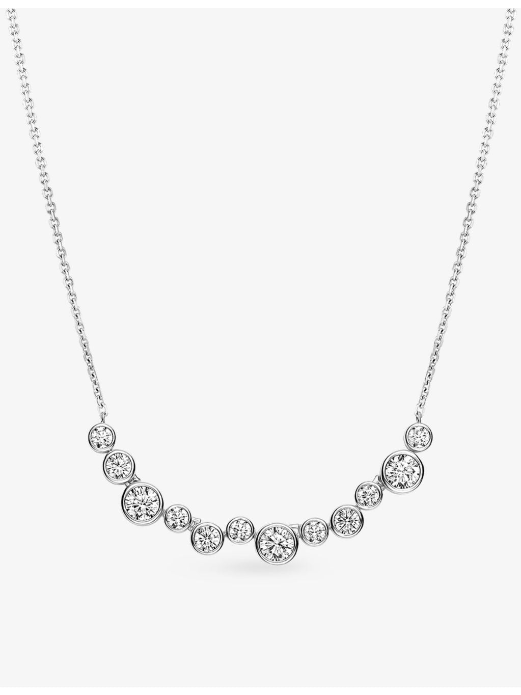 Sif Jakobs Sardinien rhodium-plated sterling silver necklace with cubic zirconia, 45cm, imported from the UK