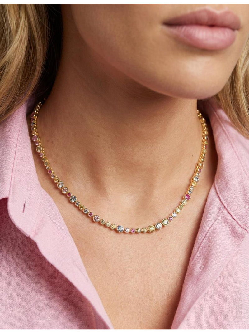 Sif Jakobs Sardinien Altro 18ct gold-plated silver cubic zirconia necklace - British product