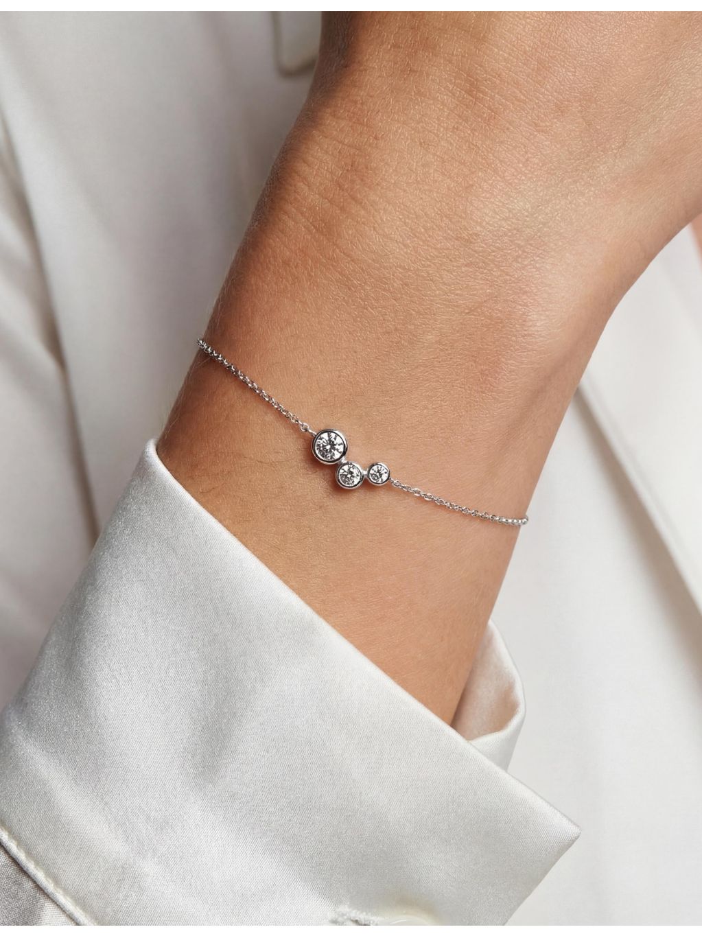 Sif Jakobs rhodium-plated sterling silver cubic zirconia bracelet 18cm, UK version