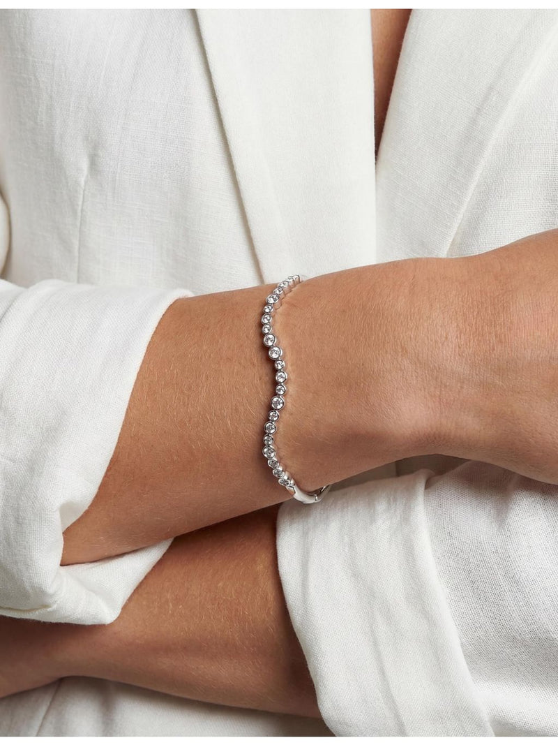 Sif Jakobs rhodium-plated sterling silver bangle with cubic zirconia stones (British brand)