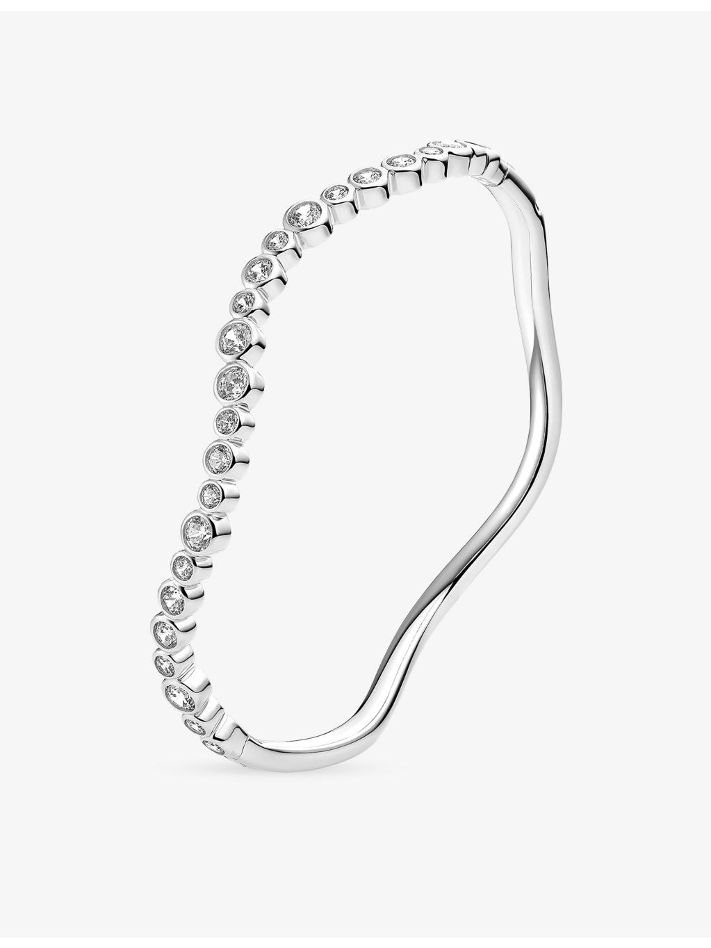 Sif Jakobs rhodium-plated sterling silver bangle with cubic zirconia stones (British brand)