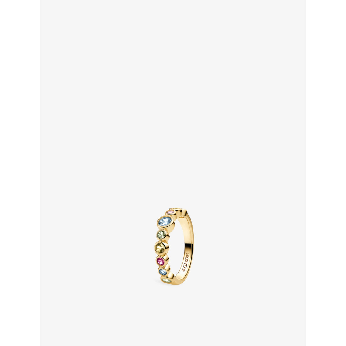 Sardinien 18ct Gold-Plated 925 Sterling-Silver and Multicoloured Cubic Zirconia Ring - K