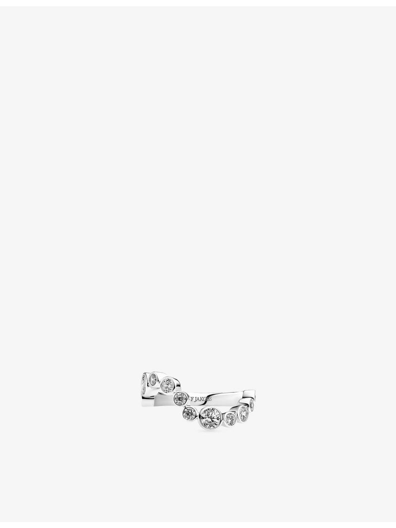 Sif Jakobs wave ring in rhodium-plated silver with cubic zirconia (British brand)