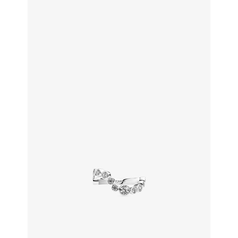 Sardinien Wave Rhodium-Plated 925 Sterling-Silver and Cubic-Zirconia Ring - K
