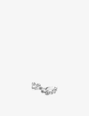 Sardinien Wave Rhodium-Plated 925 Sterling-Silver and Cubic-Zirconia Ring - K