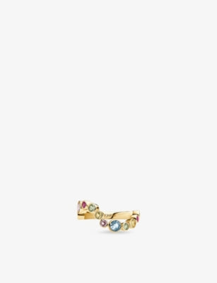 Sif Jakobs Sardinien Wave 18ct Gold-Plated 925 Sterling Silver Multicoloured Cubic Zirconia Ring