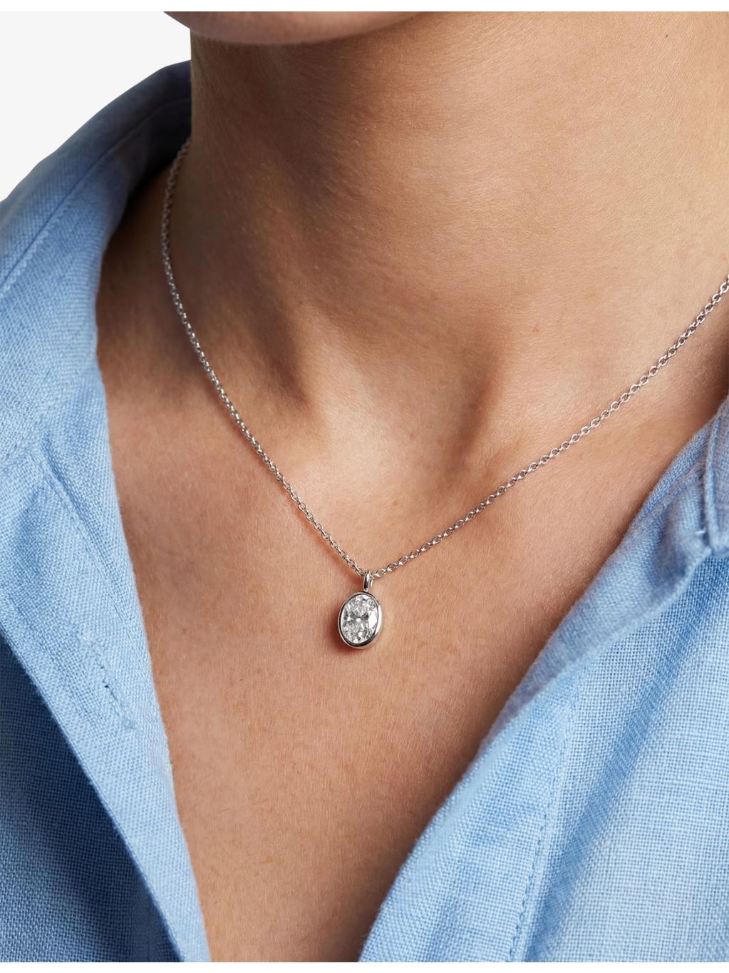 Sif Jakobs rhodium-plated sterling silver cubic zirconia pendant necklace - British product