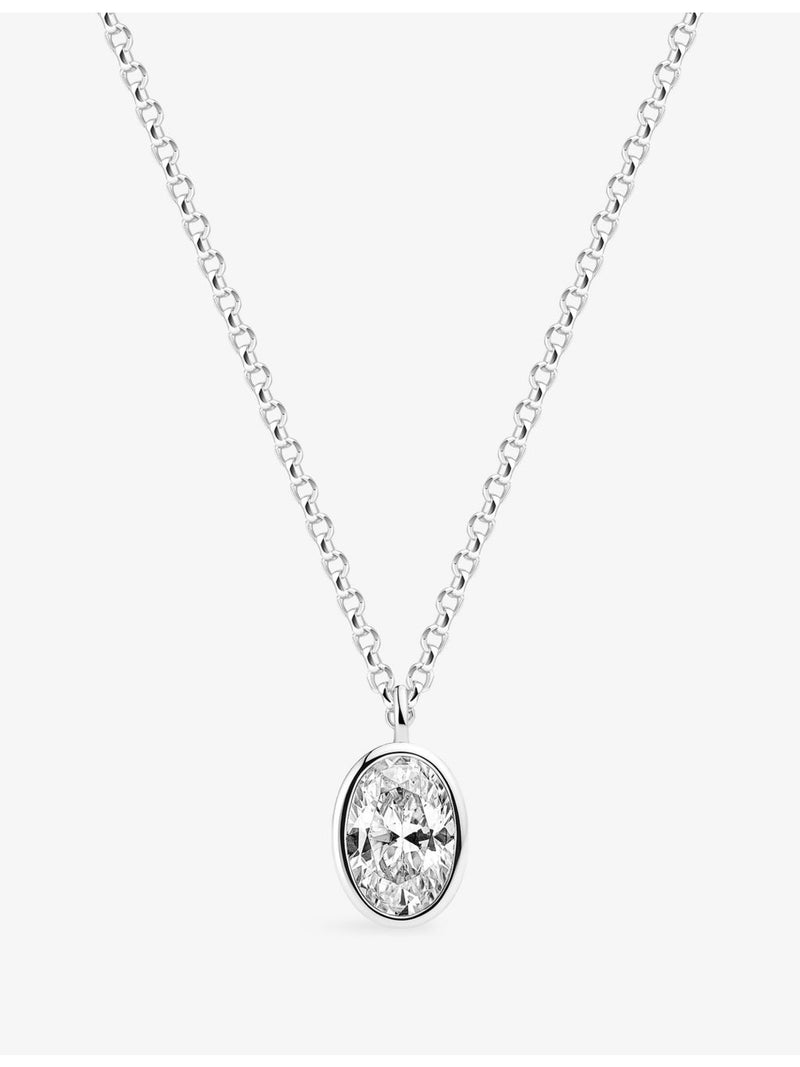 Sif Jakobs rhodium-plated sterling silver cubic zirconia pendant necklace - British product