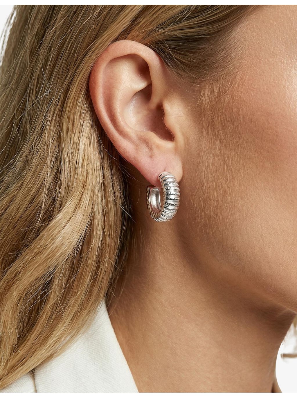 Sif Jakobs rhodium-plated sterling silver hoop earrings Riva collection - British product