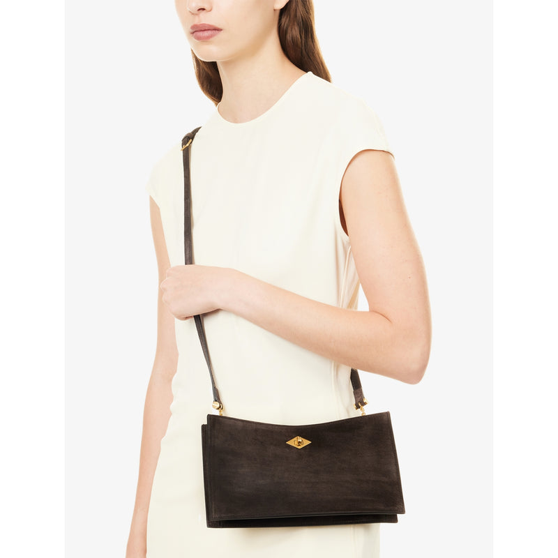Métier Ease 24 suede pouch in calf leather - British product