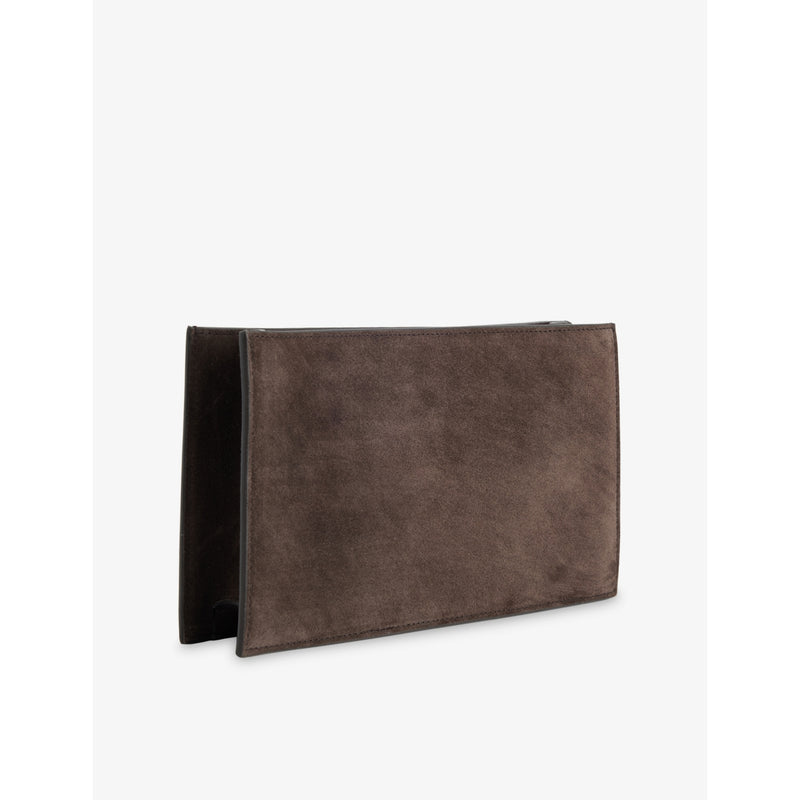 Métier Ease 24 suede pouch in calf leather - British product