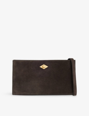 Métier Ease 24 suede pouch in calf leather - British product