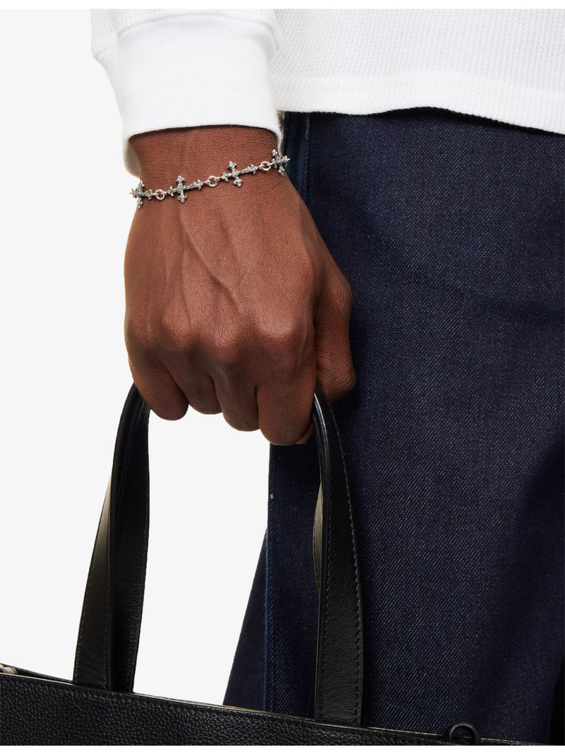 Emanuele Bicocchi sterling silver rose multi-cross bracelet, imported from the UK