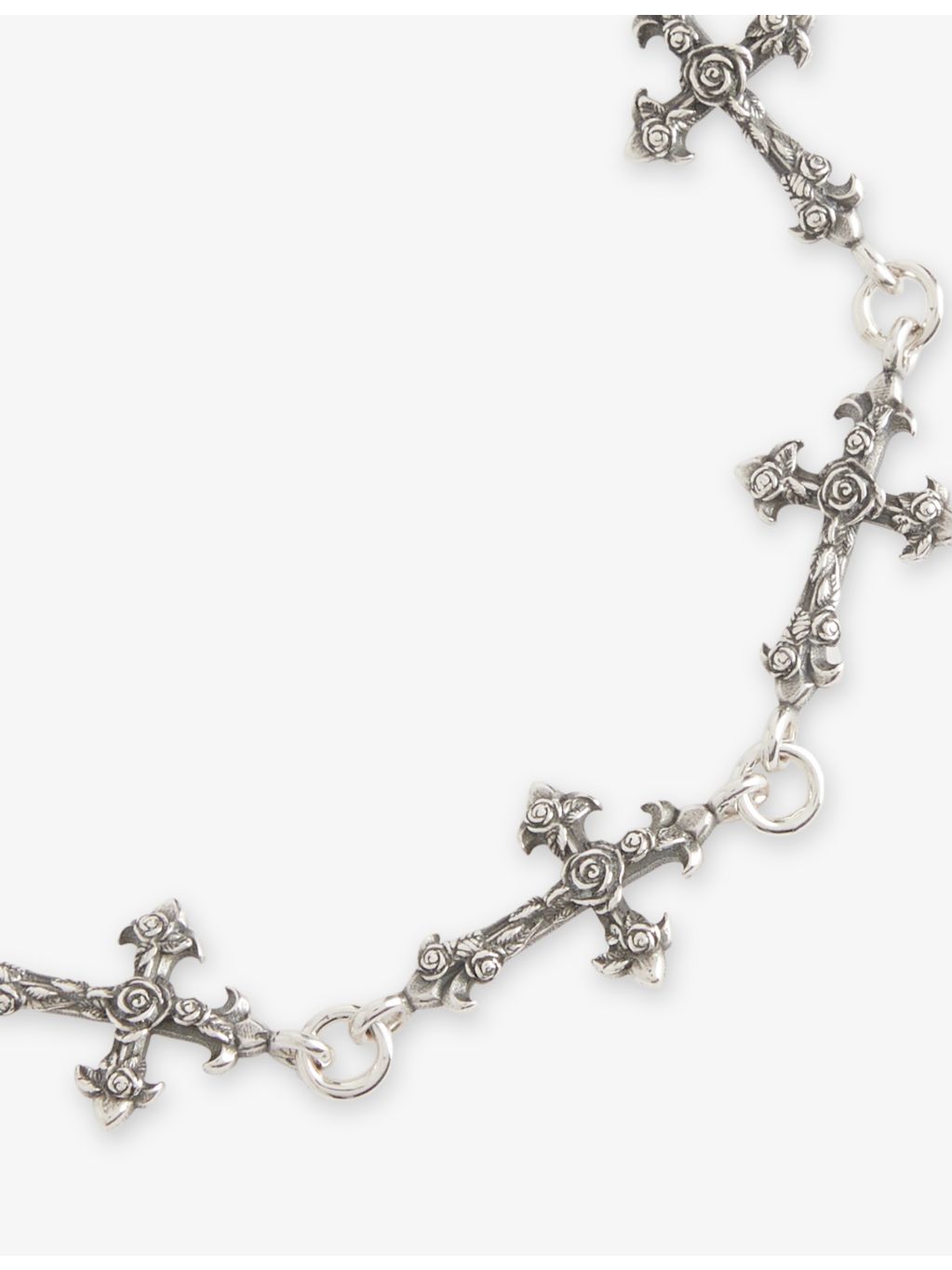 Emanuele Bicocchi sterling silver rose multi-cross bracelet, imported from the UK