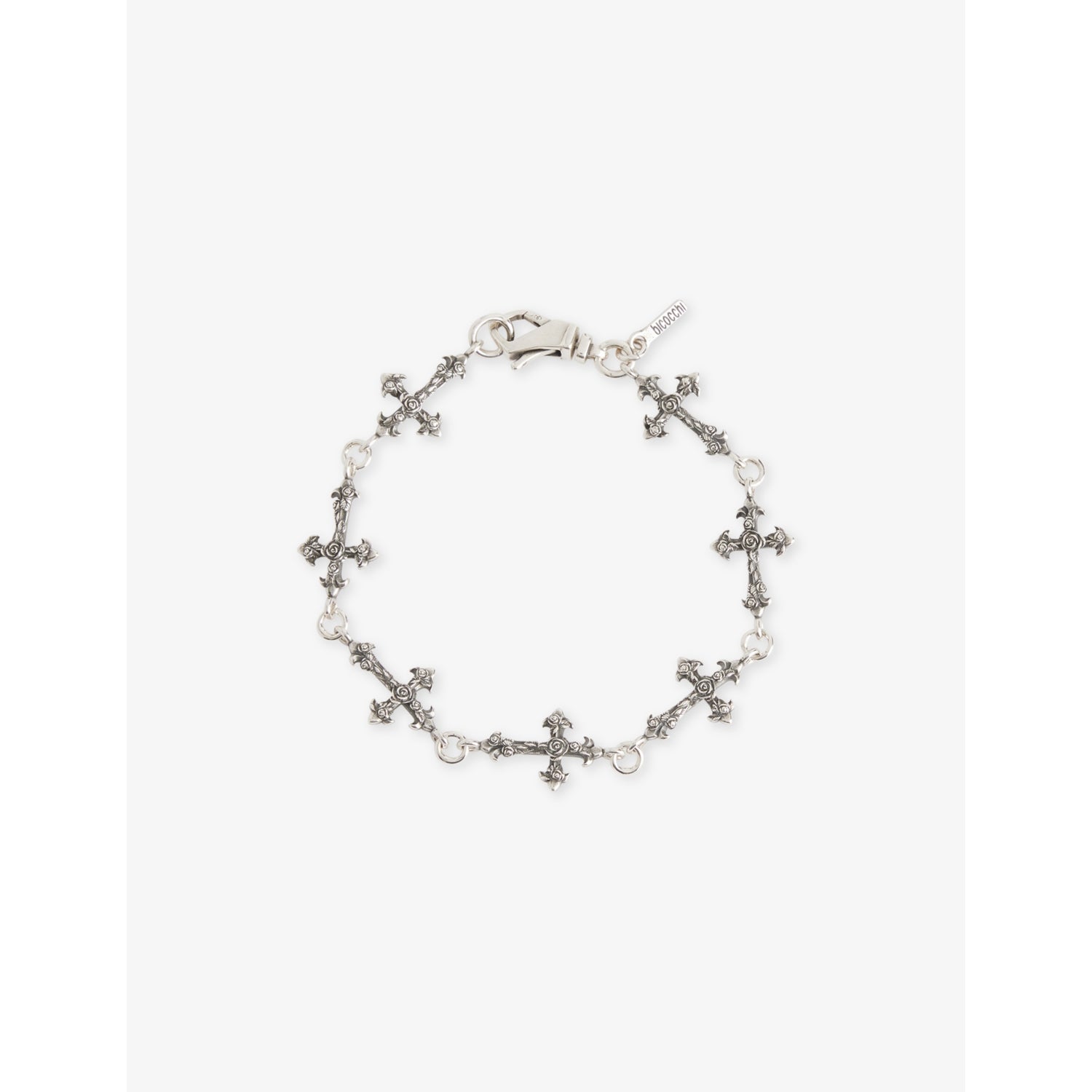 Emanuele Bicocchi sterling silver rose multi-cross bracelet, imported from the UK