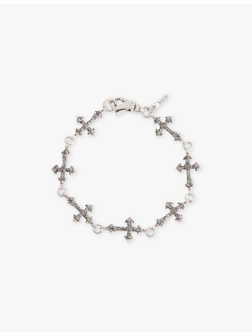 Emanuele Bicocchi sterling silver rose multi-cross bracelet, imported from the UK